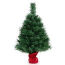 24 Inch Mini Pre-Lit Christmas Tree Small Tabletop Fir Xmas Tree by DirectDeals