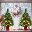 24 Inch Mini Pre-Lit Christmas Tree Small Tabletop Fir Xmas Tree by DirectDeals