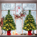 24 Inch Mini Pre-Lit Christmas Tree Small Tabletop Fir Xmas Tree by LJGDeals