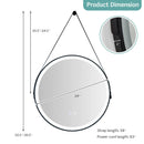 24 Inch Round Wall-mounted Mirror with 3 Color LED Lights and Anti-Fog Function by LJGDeals