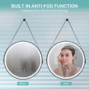 24 Inch Round Wall-mounted Mirror with 3 Color LED Lights and Anti-Fog Function by LJGDeals
