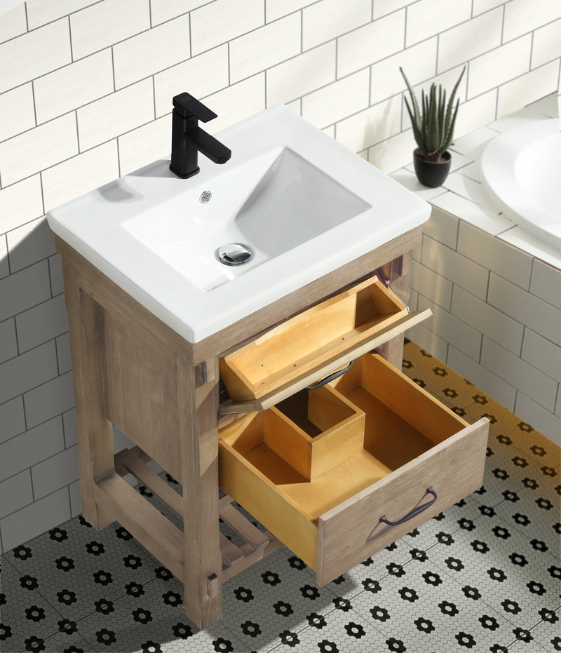 Marina 24" Bathroom Vanity Weather Fir Finish