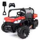 24V 2-Seater Kids Ride on Dump Truck 4WD with Electric Dump Bed and Lights by LJGDeals