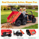 24V 2-Seater Kids Ride on Dump Truck 4WD with Electric Dump Bed and Lights by LJGDeals