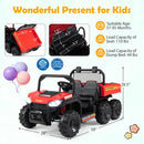 24V 2-Seater Kids Ride on Dump Truck 4WD with Electric Dump Bed and Lights