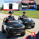 24V 2-Seater Ride on Police Car 4WD Chevrolet with Megaphone and LED Flashing Lights-Black by LJGDeals