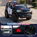 24V 2-Seater Ride on Police Car 4WD Chevrolet with Megaphone and LED Flashing Lights-Black by LJGDeals