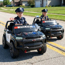 24V 2-Seater Ride on Police Car 4WD Chevrolet with Megaphone and LED Flashing Lights-Black by LJGDeals