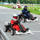 24V Kids Go Kart Licensed Audi Adjustable Ride on Racing Toy with Horn-Black & White by LJGDeals