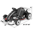 24V Kids Go Kart Licensed Audi Adjustable Ride on Racing Toy with Horn-Black & White by LJGDeals