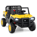 24V Ride On Dump Truck Licensed Caterpillar 2-Seater Kids Car with Remote Control-Yellow by LJGDeals