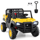 24V Ride On Dump Truck Licensed Caterpillar 2-Seater Kids Car with Remote Control-Yellow