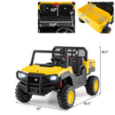 24V Ride On Dump Truck Licensed Caterpillar 2-Seater Kids Car with Remote Control-Yellow by LJGDeals