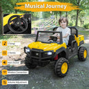 24V Ride On Dump Truck Licensed Caterpillar 2-Seater Kids Car with Remote Control-Yellow by LJGDeals