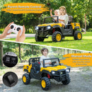 24V Ride On Dump Truck Licensed Caterpillar 2-Seater Kids Car with Remote Control-Yellow by LJGDeals