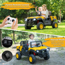 24V Ride On Dump Truck Licensed Caterpillar 2-Seater Kids Car with Remote Control-Yellow