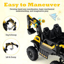 24V Ride On Excavator 4WD 2-Seater with Remote Control and Digging Arm-Yellow by LJGDeals