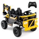24V Ride On Excavator 4WD 2-Seater with Remote Control and Digging Arm-Yellow by LJGDeals