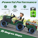 24V Ride On Tractor for Kids Electric Vehicle with Detachable Trailer and Remote Control