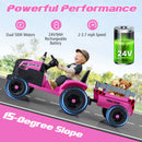 24V Ride On Tractor for Kids Electric Vehicle with Detachable Trailer and Remote Control