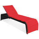 Patio Rattan Lounge Chair Back Adjustable Chaise Recliner with Cushioned