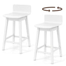 24.5 Inch Swivel Wooden Bar Stools Set of 2 with Rubber Wood Legs and Low Back by LJGDeals