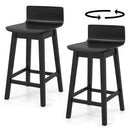 24.5 Inch Swivel Wooden Bar Stools Set of 2 with Rubber Wood Legs and Low Back by LJGDeals