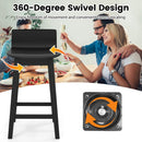 24.5 Inch Swivel Wooden Bar Stools Set of 2 with Rubber Wood Legs and Low Back by LJGDeals