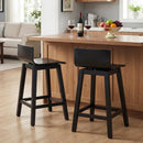 24.5 Inch Swivel Wooden Bar Stools Set of 2 with Rubber Wood Legs and Low Back by LJGDeals