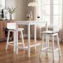24.5 Inch Swivel Wooden Bar Stools Set of 4 with Rubber Wood Legs and Low Back