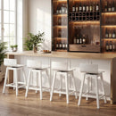 24.5 Inch Swivel Wooden Bar Stools Set of 4 with Rubber Wood Legs and Low Back by LJGDeals