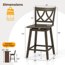 24/29 Inch Bar Stool Set of 2 Wooden Bar Chairs with Rubber Wood Frame by LJGDeals