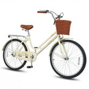 24/26 Inch Beach Cruiser Bike with Basket and Rear Rack by LJGDeals