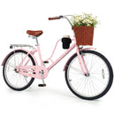 26-Inch Beach Cruiser Bike with Basket and Cup Holder - Pink by LJGDeals