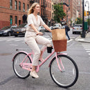 26-Inch Beach Cruiser Bike with Basket and Cup Holder - Pink by LJGDeals