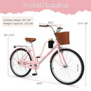 26-Inch Beach Cruiser Bike with Basket and Cup Holder - Pink by LJGDeals