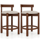 24 Inch Counter Height Bar Stools Set of 2 with Backrests and Footrests-Beige
