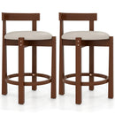 24 Inch Counter Height Bar Stools Set of 2 with Backrests and Footrests-Beige by LJGDeals