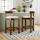 24 Inch Counter Height Bar Stools Set of 2 with Backrests and Footrests-Beige by LJGDeals