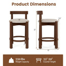 24 Inch Counter Height Bar Stools Set of 2 with Backrests and Footrests-Beige by LJGDeals