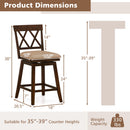 24 Inch Counter Height Barstools Set of 2 with Backrest and Seat Cushion