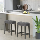 24 Inch Set of 2 Saddle Bar Stools with Padded Seat-Gray by DirectDeals