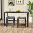 24 Inch Set of 2 Saddle Bar Stools with Padded Seat-Gray by DirectDeals