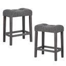 24 Inch Set of 2 Saddle Bar Stools with Padded Seat-Gray by DirectDeals
