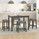 24 Inch Set of 2 Saddle Bar Stools with Padded Seat-Gray by DirectDeals