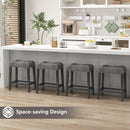 24 Inch Set of 2 Saddle Bar Stools with Padded Seat-Gray by DirectDeals
