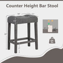 24 Inch Set of 2 Saddle Bar Stools with Padded Seat-Gray by DirectDeals