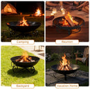 24 Inch Heavy-Duty Metal Fire Pit Bowl Outdoor Wood-Burning Firepit with Handles by LJGDeals