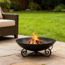 24 Inch Heavy-Duty Metal Fire Pit Bowl Outdoor Wood-Burning Firepit with Handles by LJGDeals