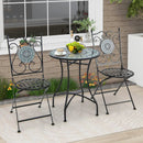 24 Inch Patio Bistro Table with Ceramic Tile Tabletop by LJGDeals